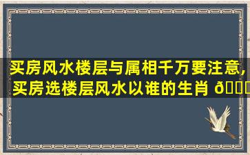 买房风水楼层与属相千万要注意,买房选楼层风水以谁的生肖 🐝 为准